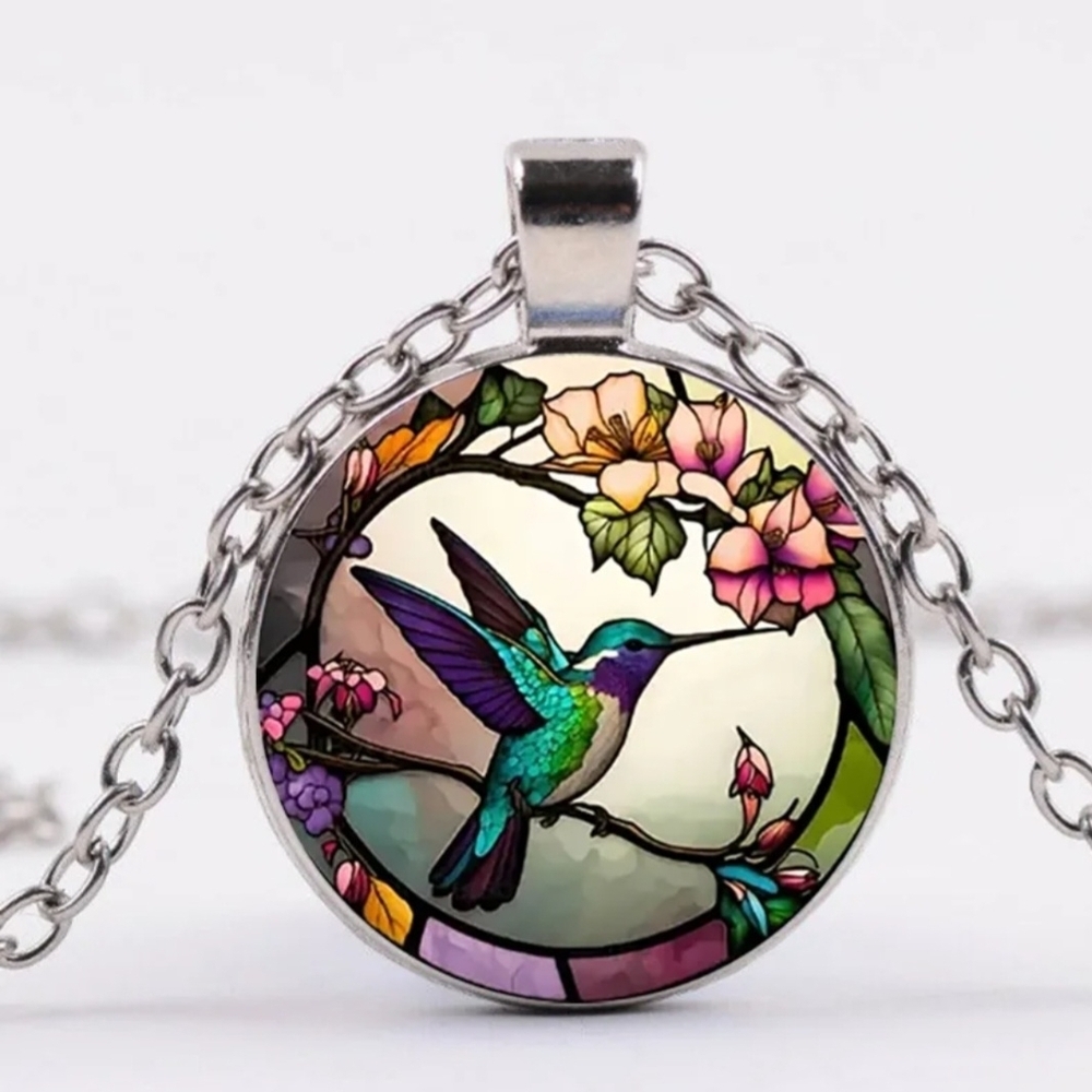 Hummingbird Pendant Necklace Colorful
